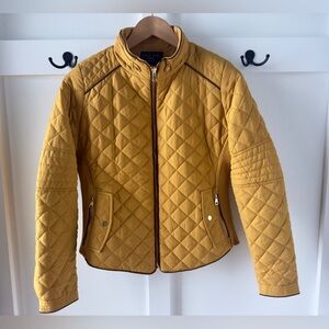 Love Tree Diamond Quilted Jacket Golden Yellow Lightweight Pockets Full Zip Sz M